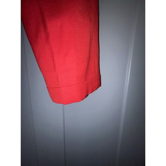 LAUREN RALPH LAUREN Women's Red Pleated Casual Cuffed Pure Wool Ankle Pant 8 - Picture 5 of 8